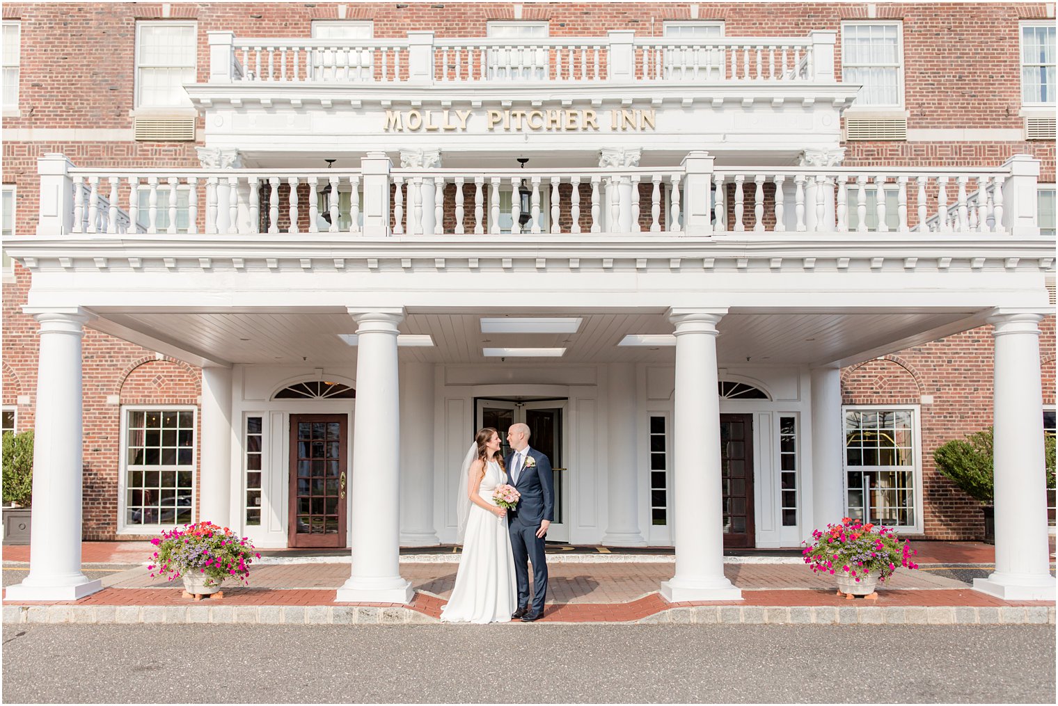 Molly Pitcher Inn wedding portraits of bride and groom 