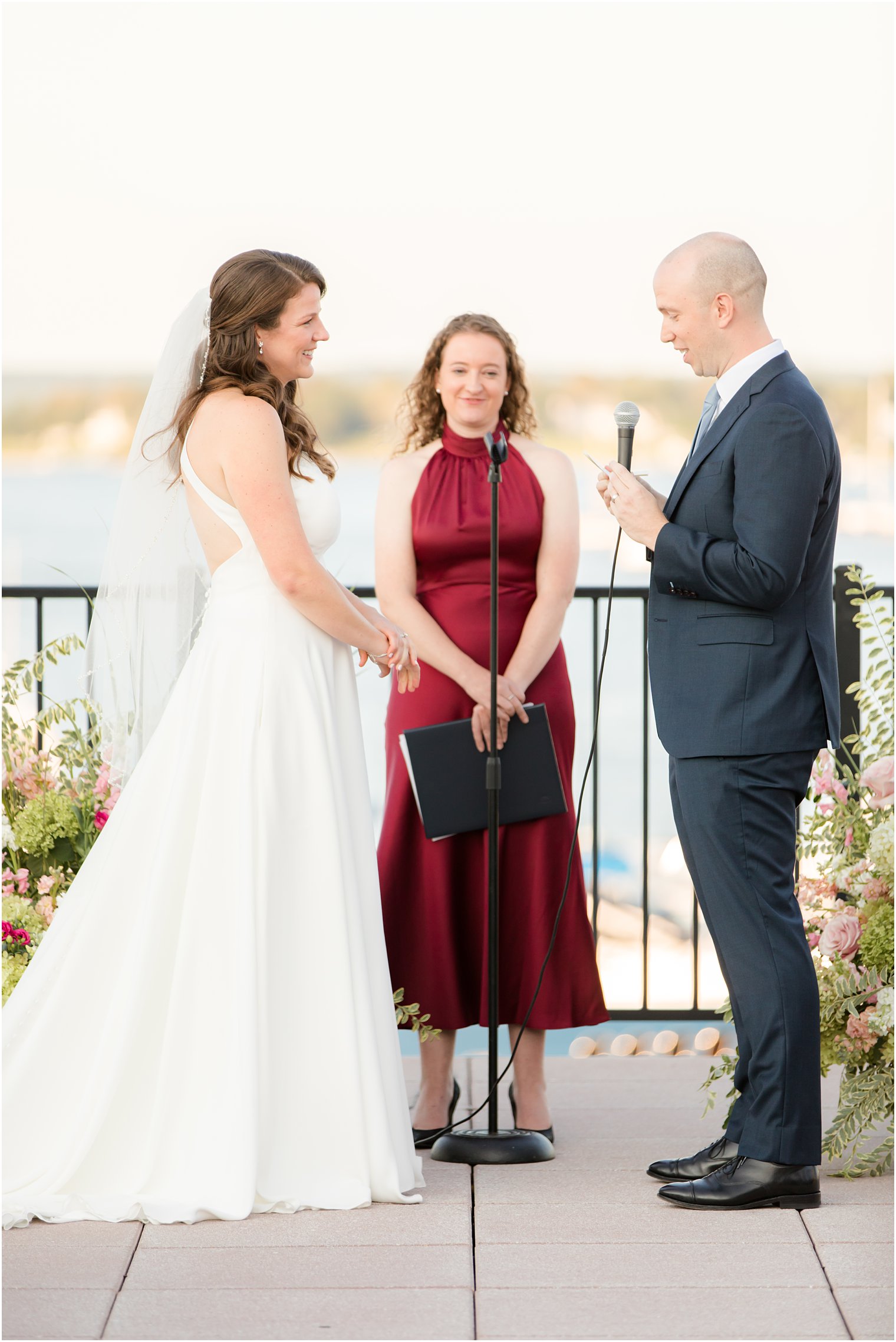 outdoor waterfront wedding ceremony in Red Bank NJ