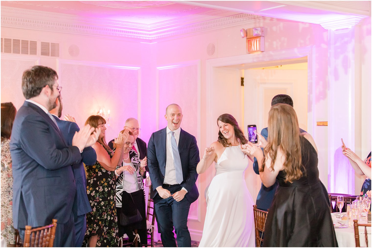 newlyweds dance into wedding reception at Molly Pitcher Inn