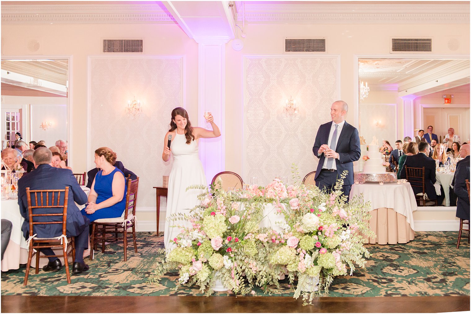 bride leads toast during Red Bank NJ wedding reception