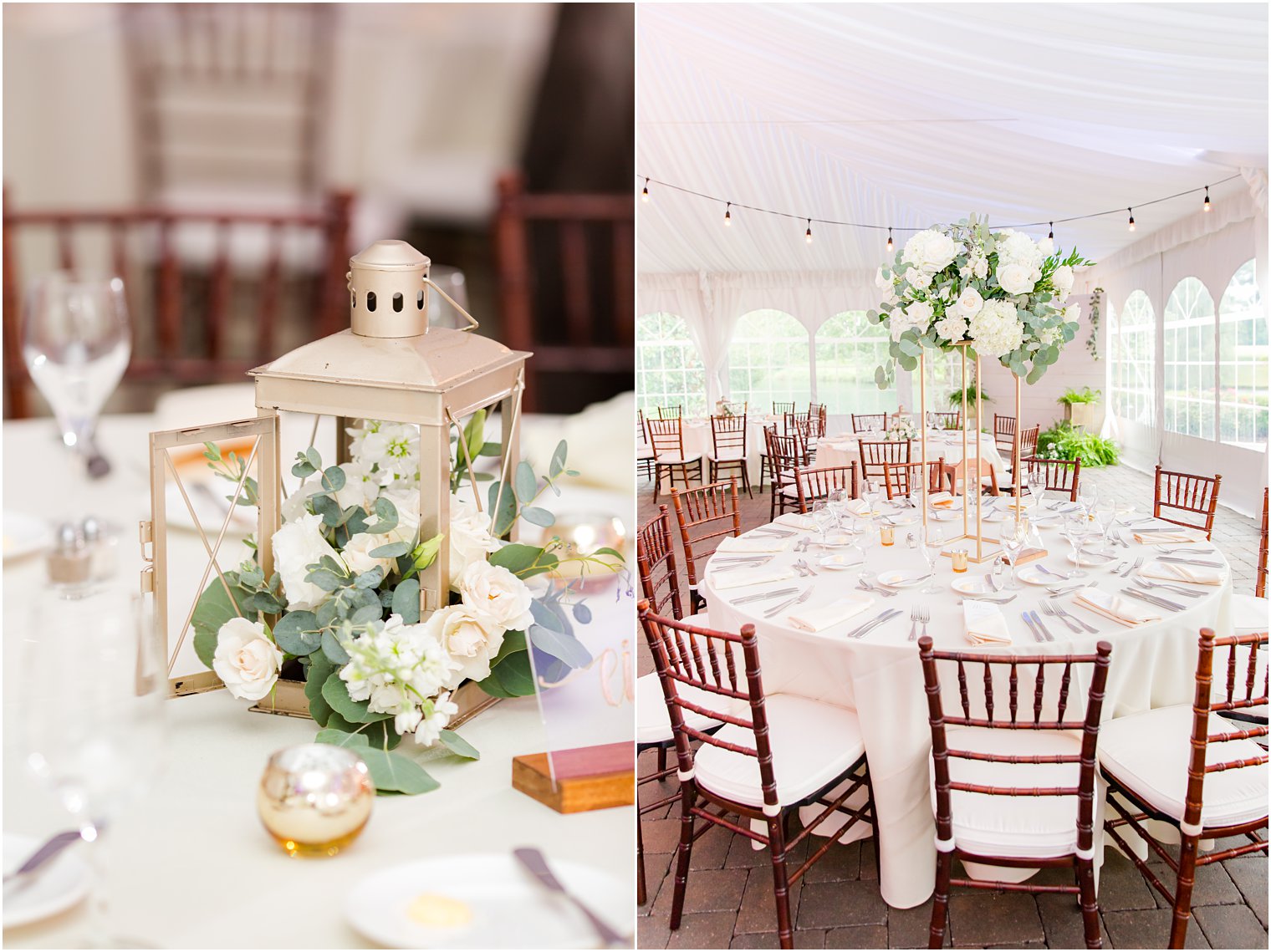 Windows on the Water at Frogbridge Wedding reception with white and gold details