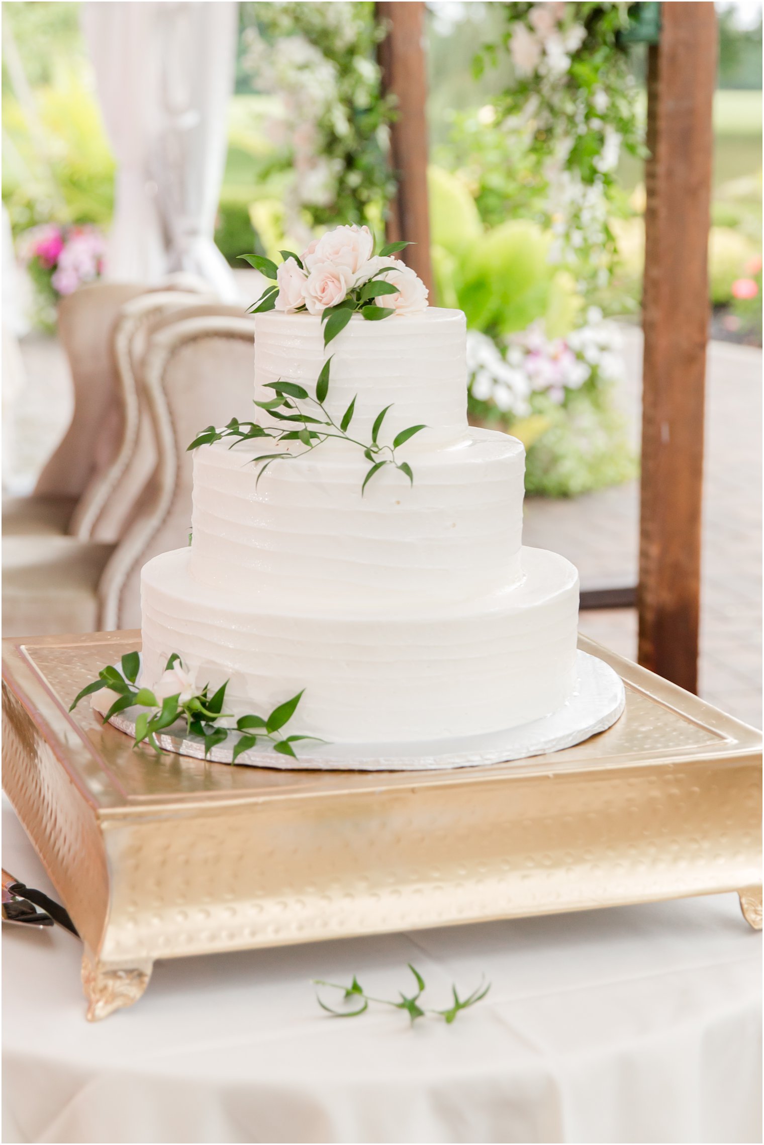 tiered wedding cake with white icing