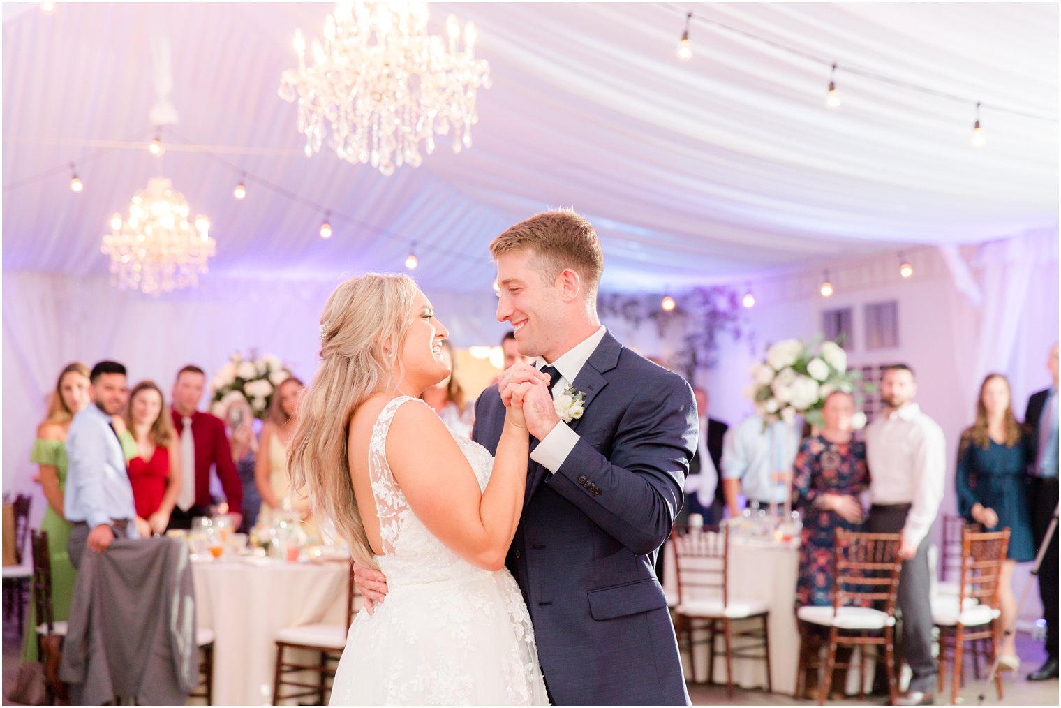 bride and groom dance during Windows on the Water at Frogbridge Wedding