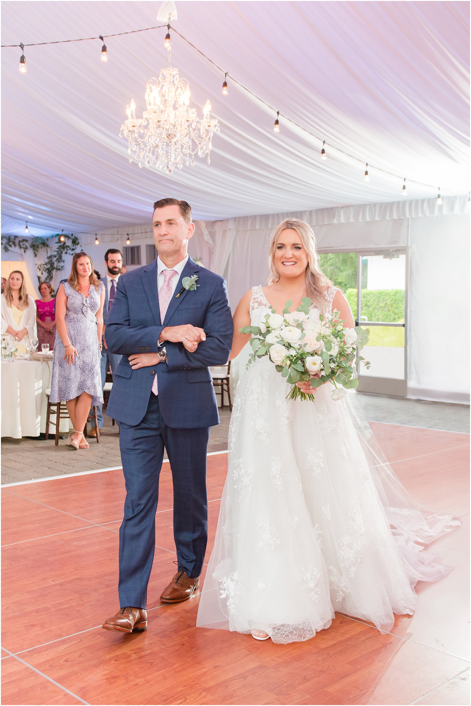 dad walks bride down aisle at Windows on the Water at Frogbridge