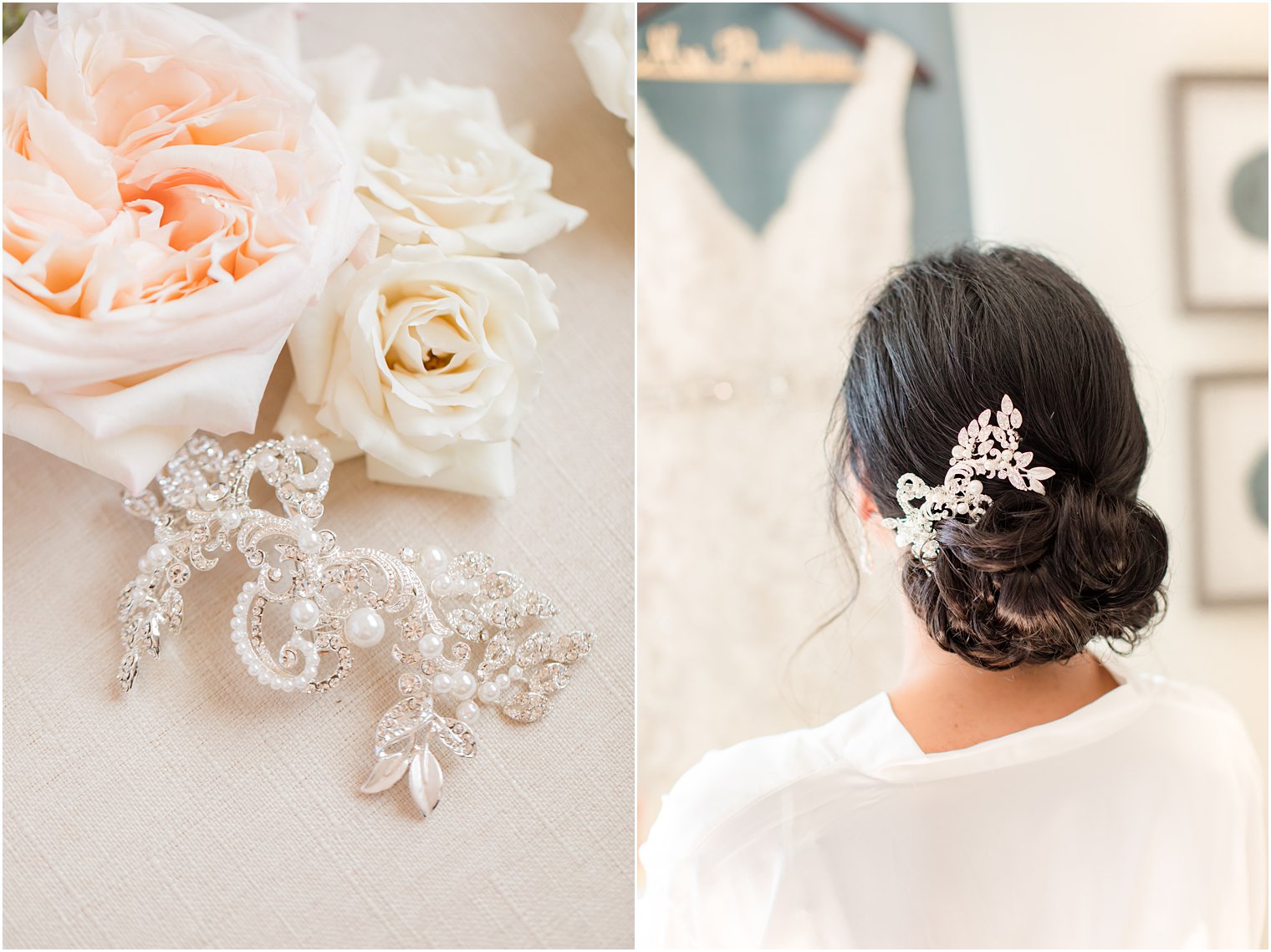 bride's jewelry and hair piece for Clarks Landing wedding