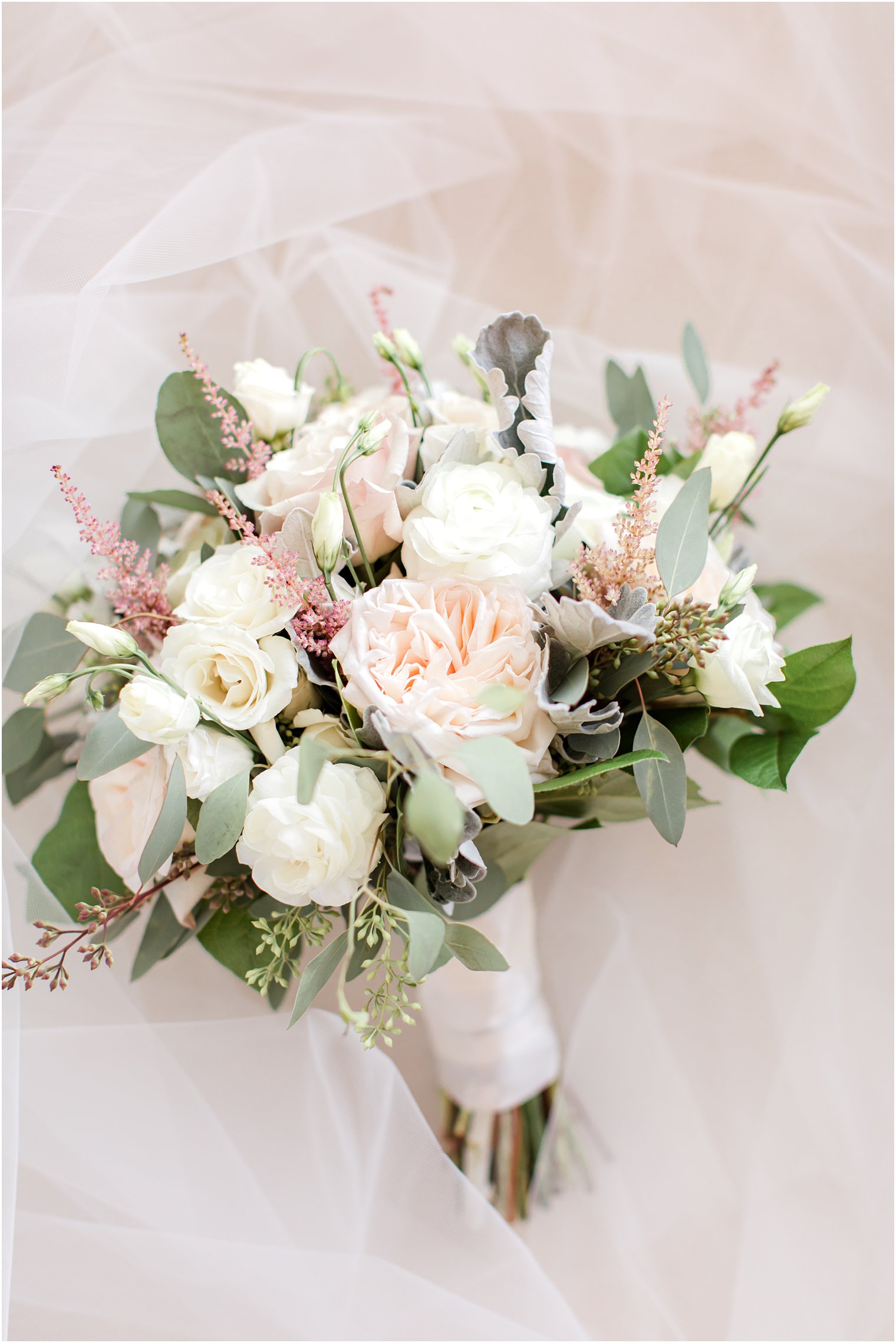 ivory and pastel floral bouquet for NJ wedding
