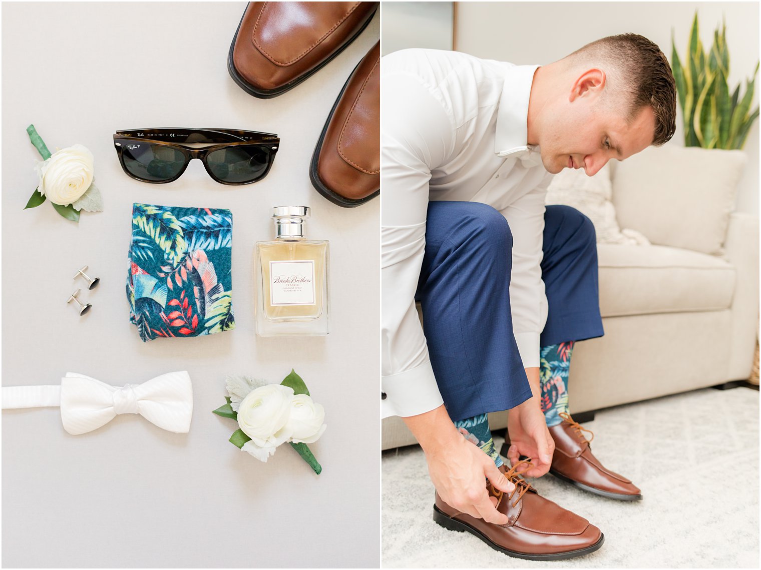 groom's colorful socks for NJ wedding day