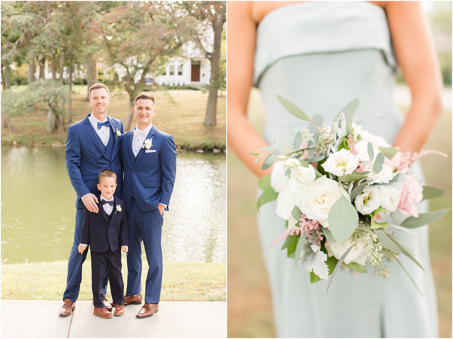 groom poses with brother and nephew before NJ wedding