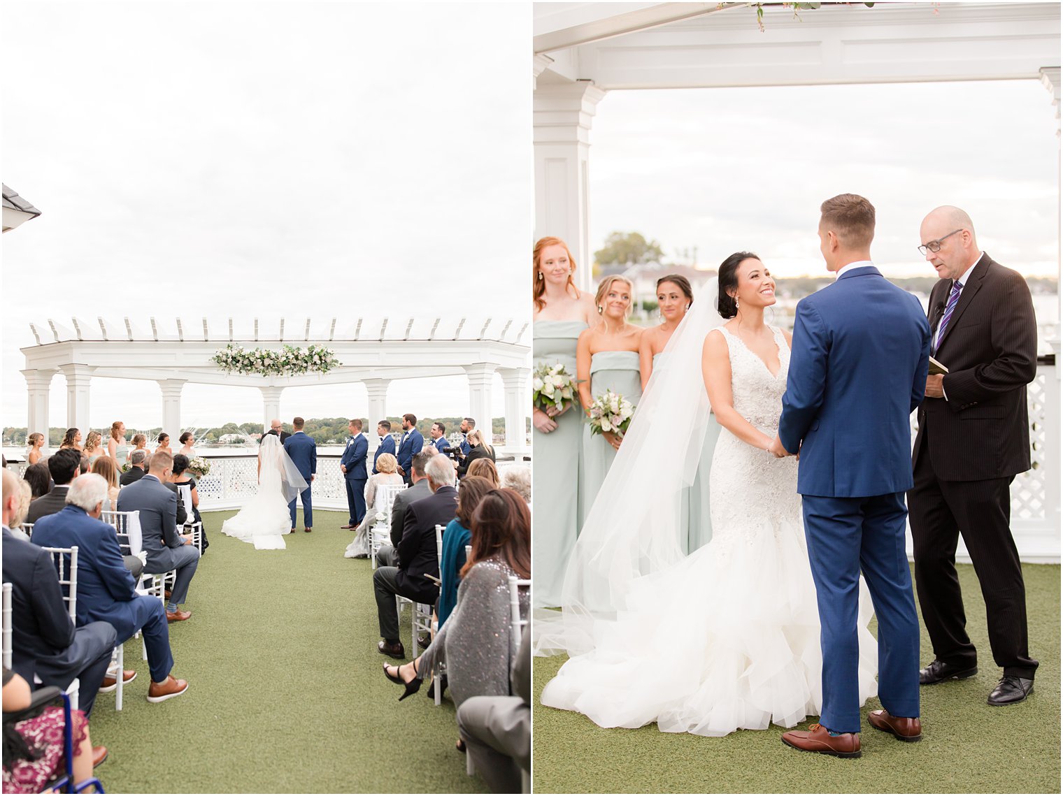 bride and groom exchange vows during wedding ceremony in Jersey