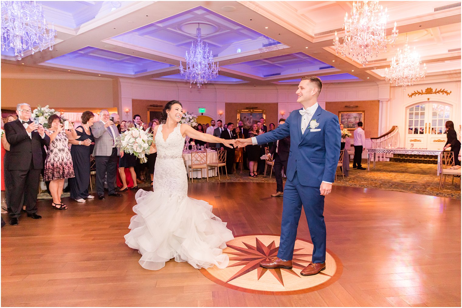 newlyweds walk into Delran NJ wedding reception