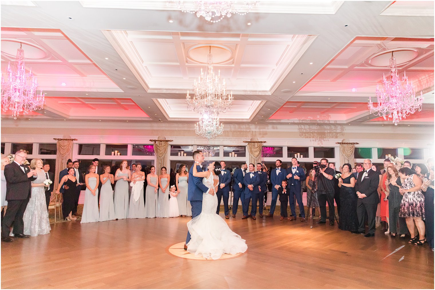 bride and groom have first dance during Delran NJ wedding reception