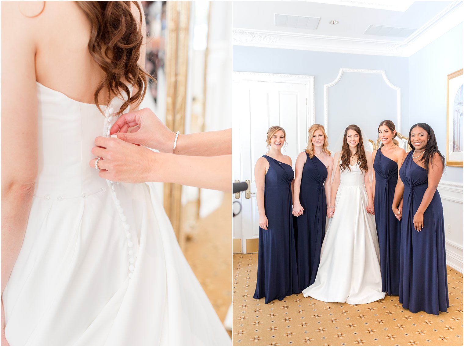 bride and bridesmaids prep for Farmingdale NJ wedding day