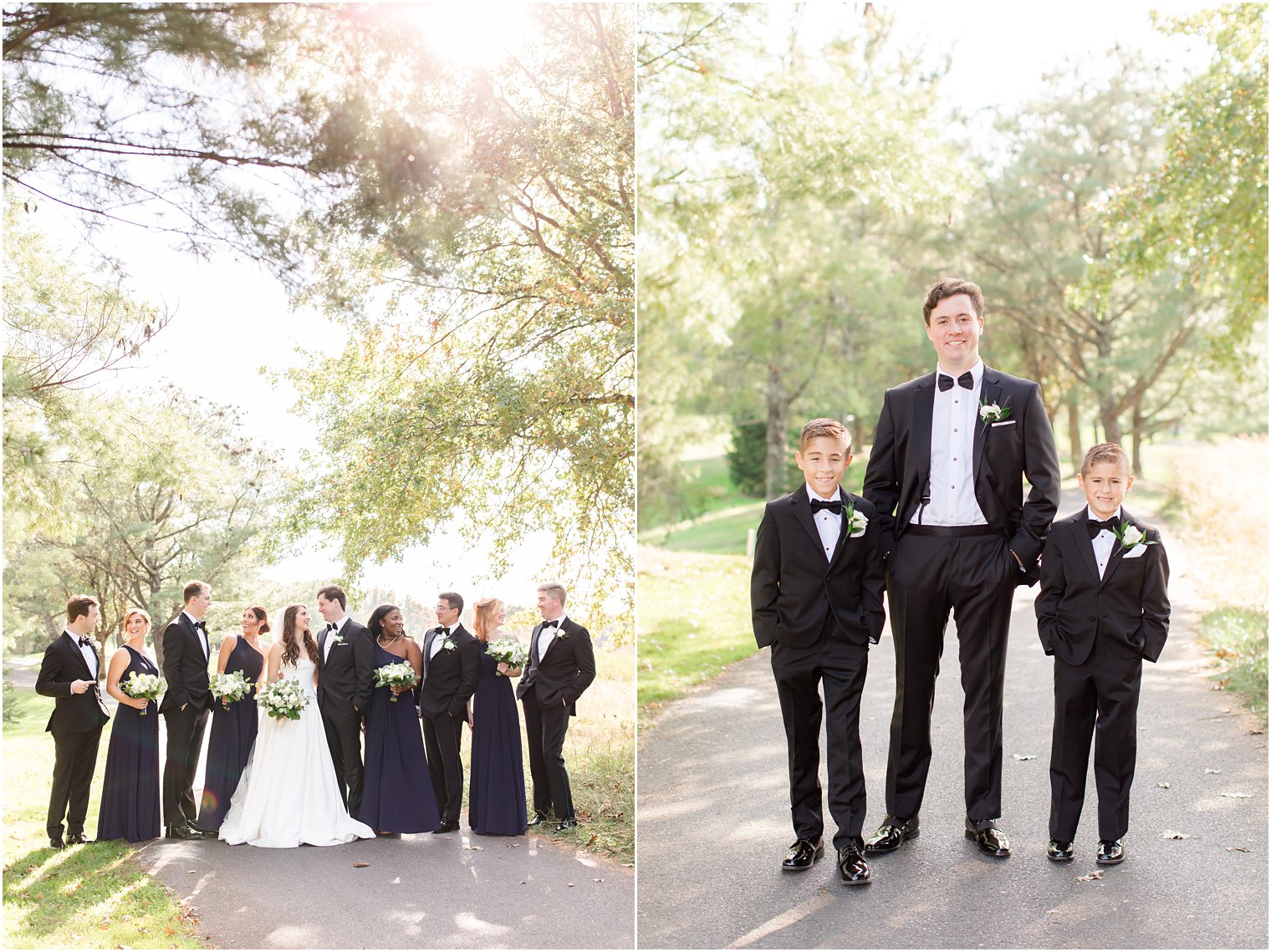 bride and groom pose with wedding party at Eagle Oaks Golf and Country Club