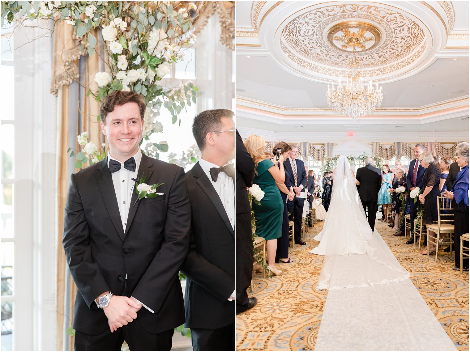 groom waits for bride during ceremony at Eagle Oaks Golf and Country Club