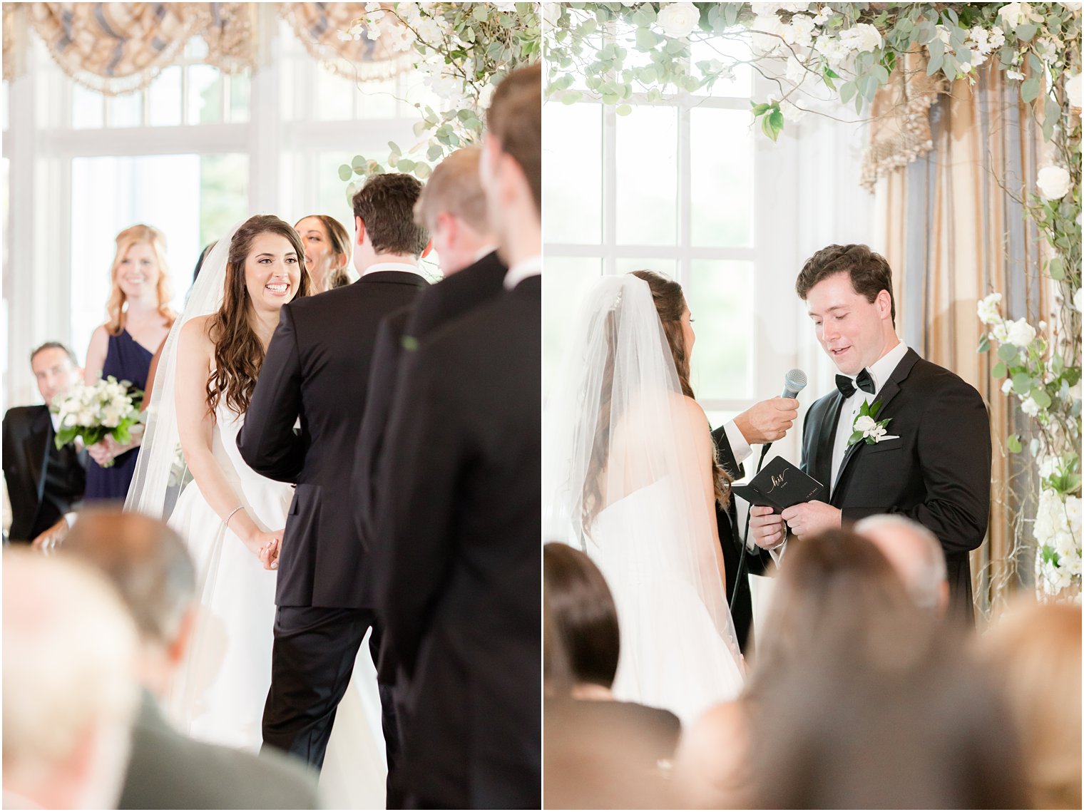 groom reads vows to bride during Eagle Oaks Golf and Country Club wedding ceremony