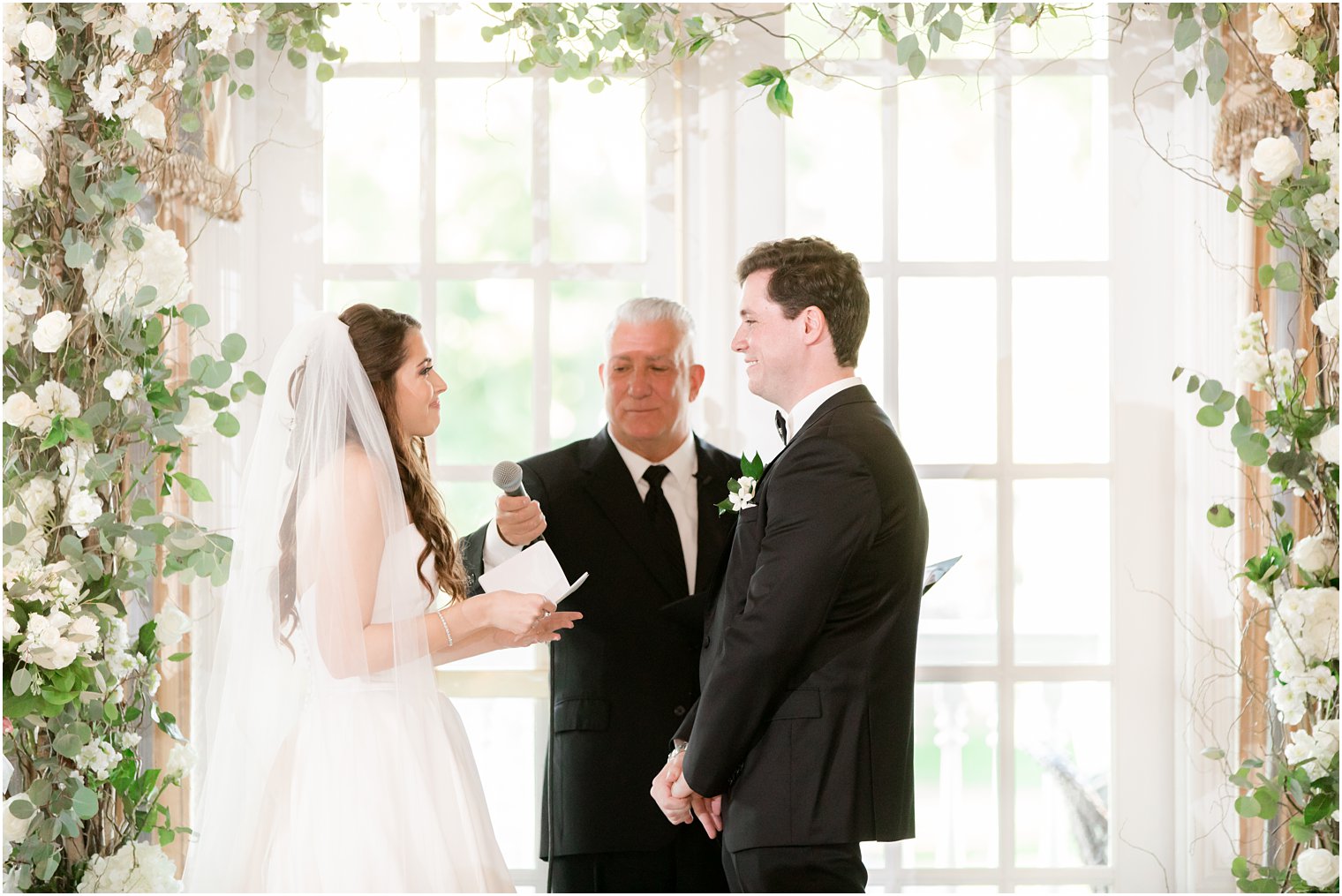 bride reads vows during NJ wedding ceremony 