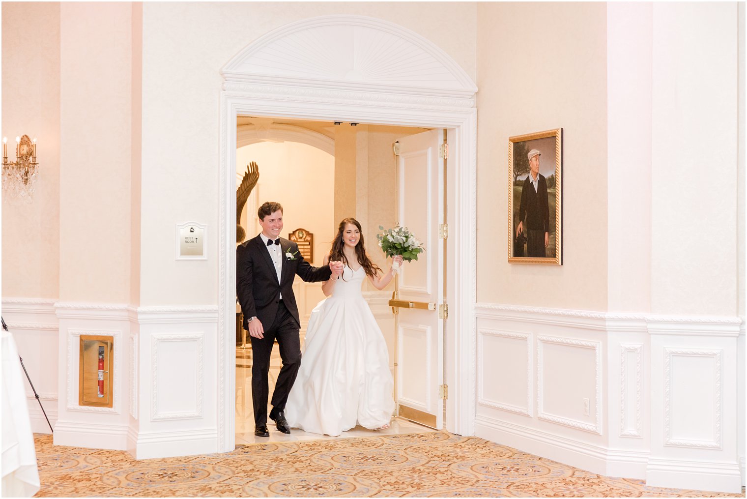 newlyweds enter Farmingdale NJ wedding reception