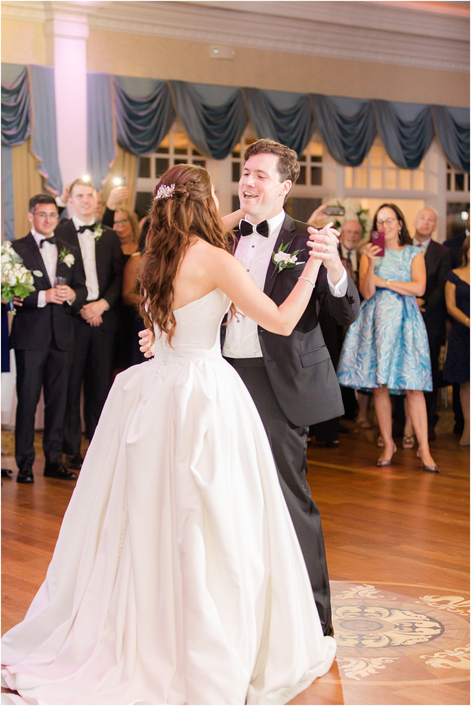 bride and groom dance together during Farmingdale NJ wedding reception