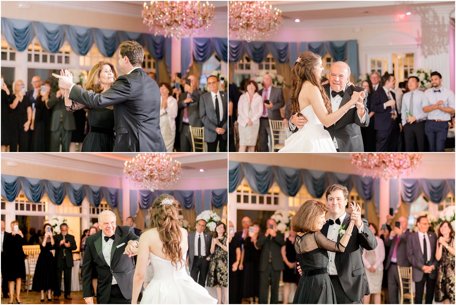 parent dances with newlyweds at Farmingdale NJ wedding reception