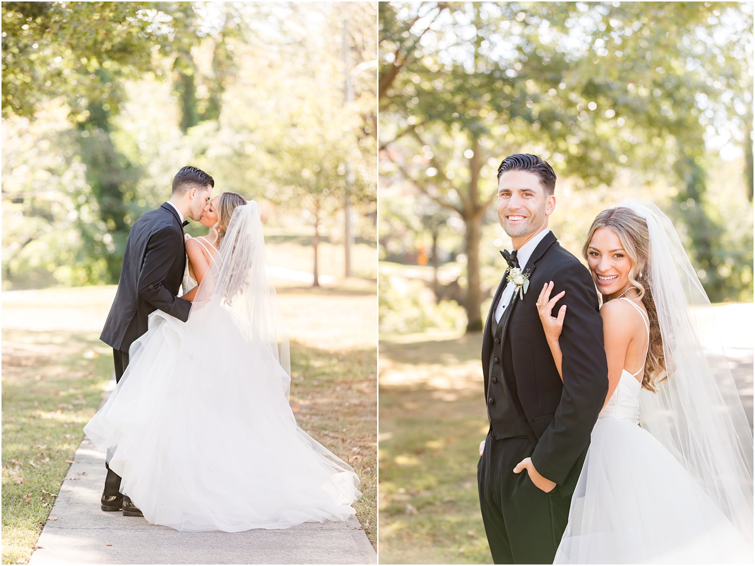 newlyweds walk together in Spring Lake NJ