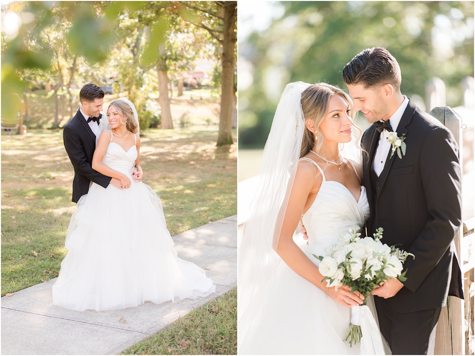 newlyweds pose in Spring Lake NJ wedding photos