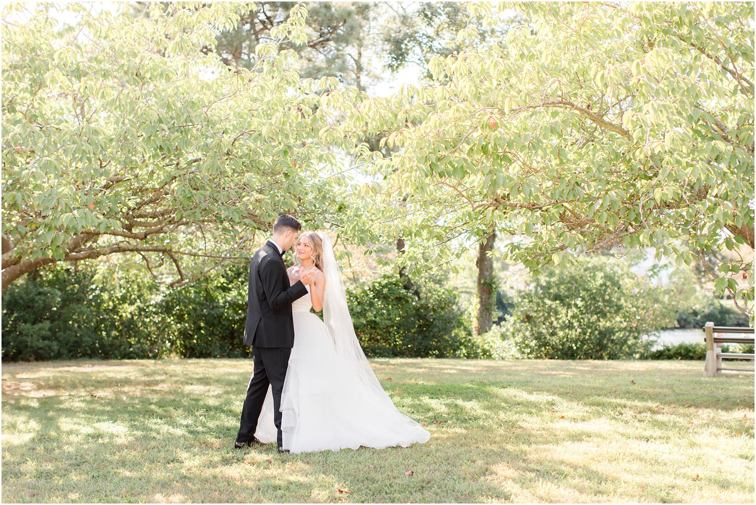 bride and groom dance during Spring Lake NJ wedding photos