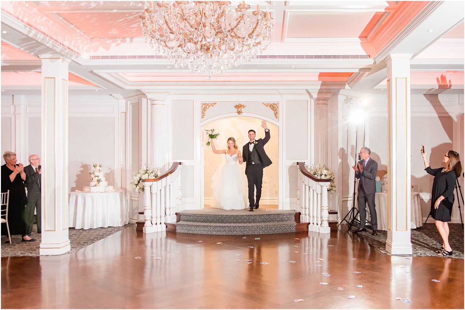 newlyweds enter Spring Lake NJ wedding reception 