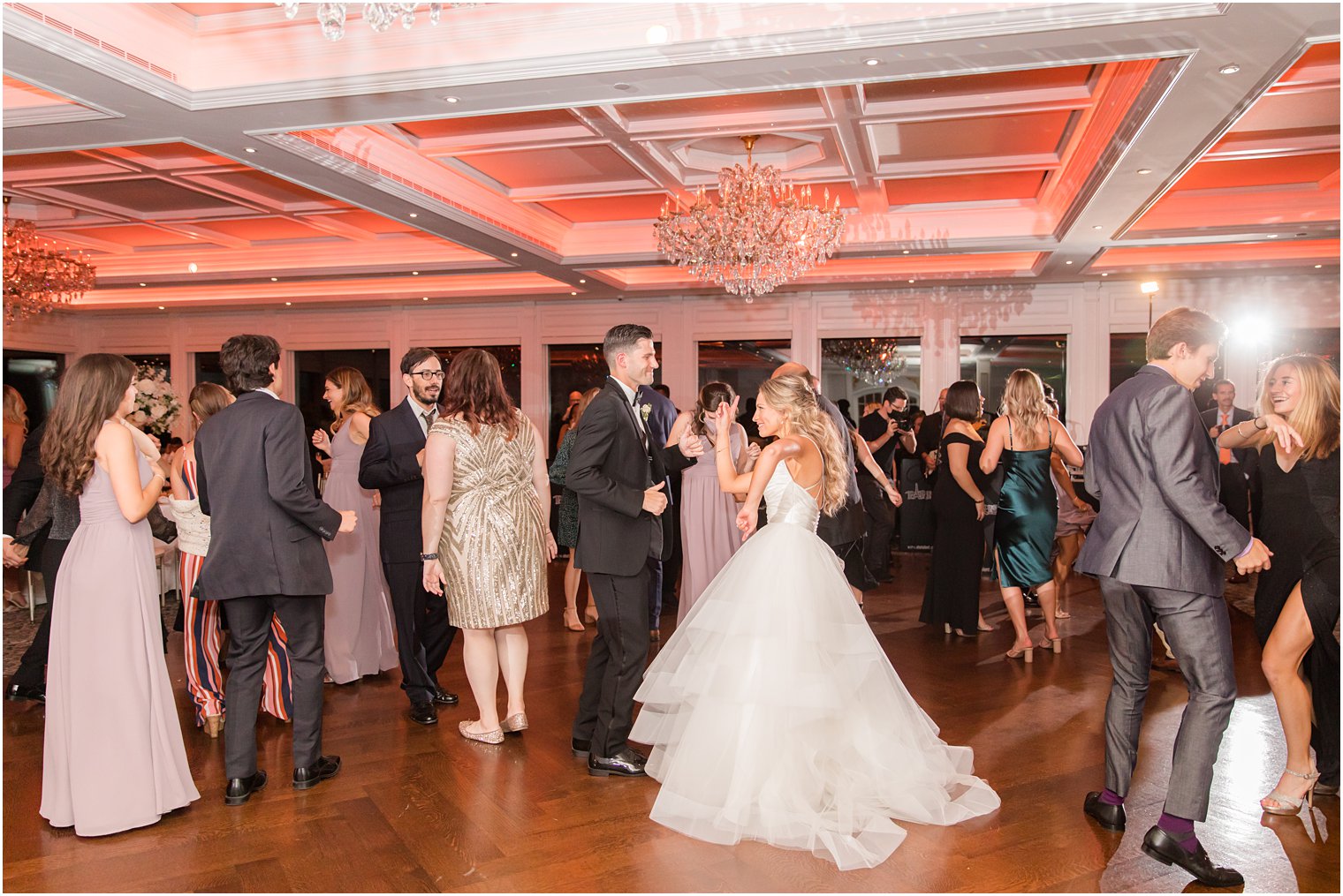 bride and groom dance together during Spring Lake NJ wedding reception 