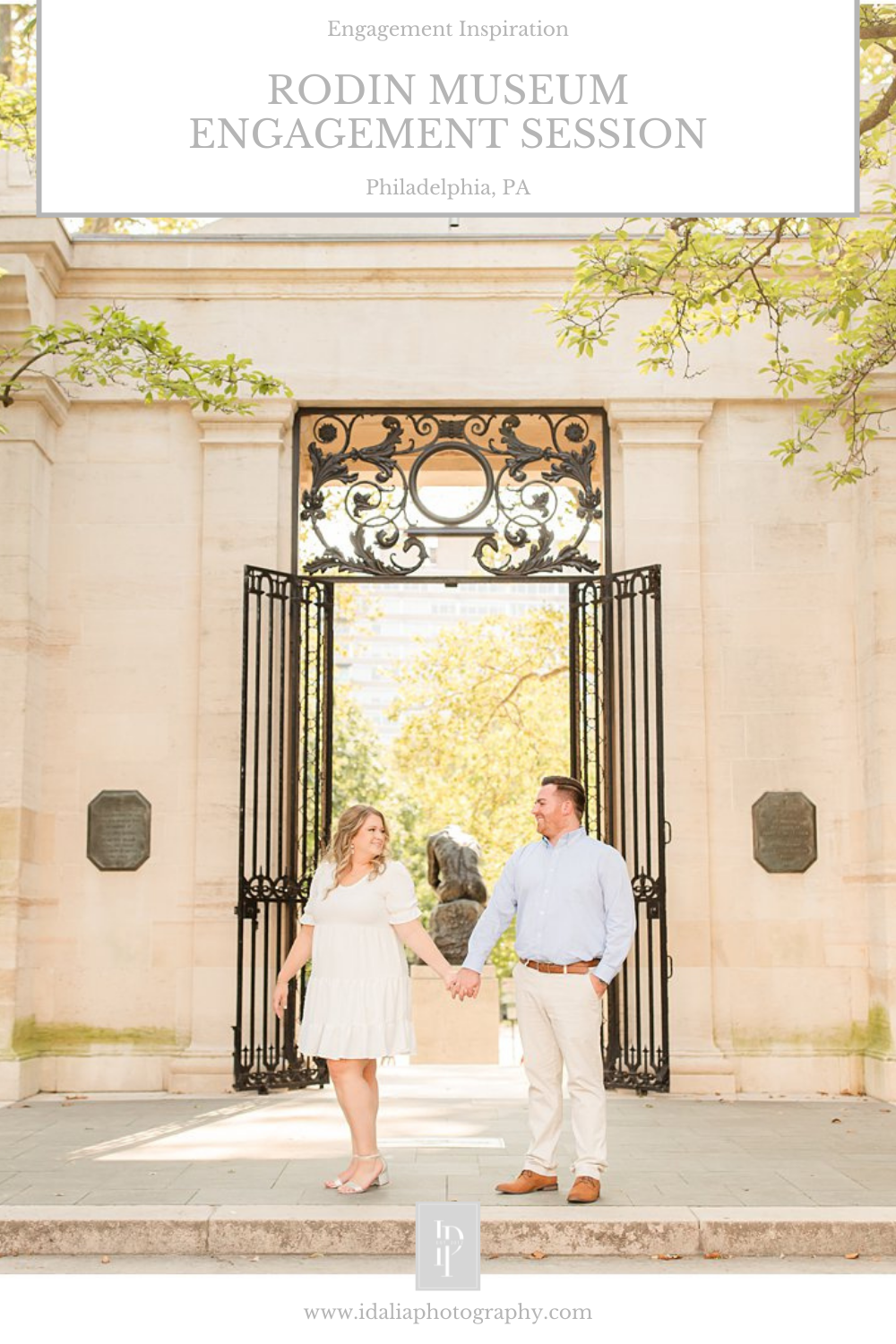 Rodin Museum engagement session in Philadelphia, PA photographed by NJ, NY and PA wedding photographer Idalia Photography.