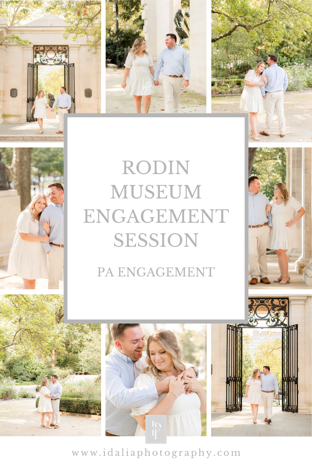 Rodin Museum engagement session in Philadelphia, PA photographed by NJ, NY and PA wedding photographer Idalia Photography.
