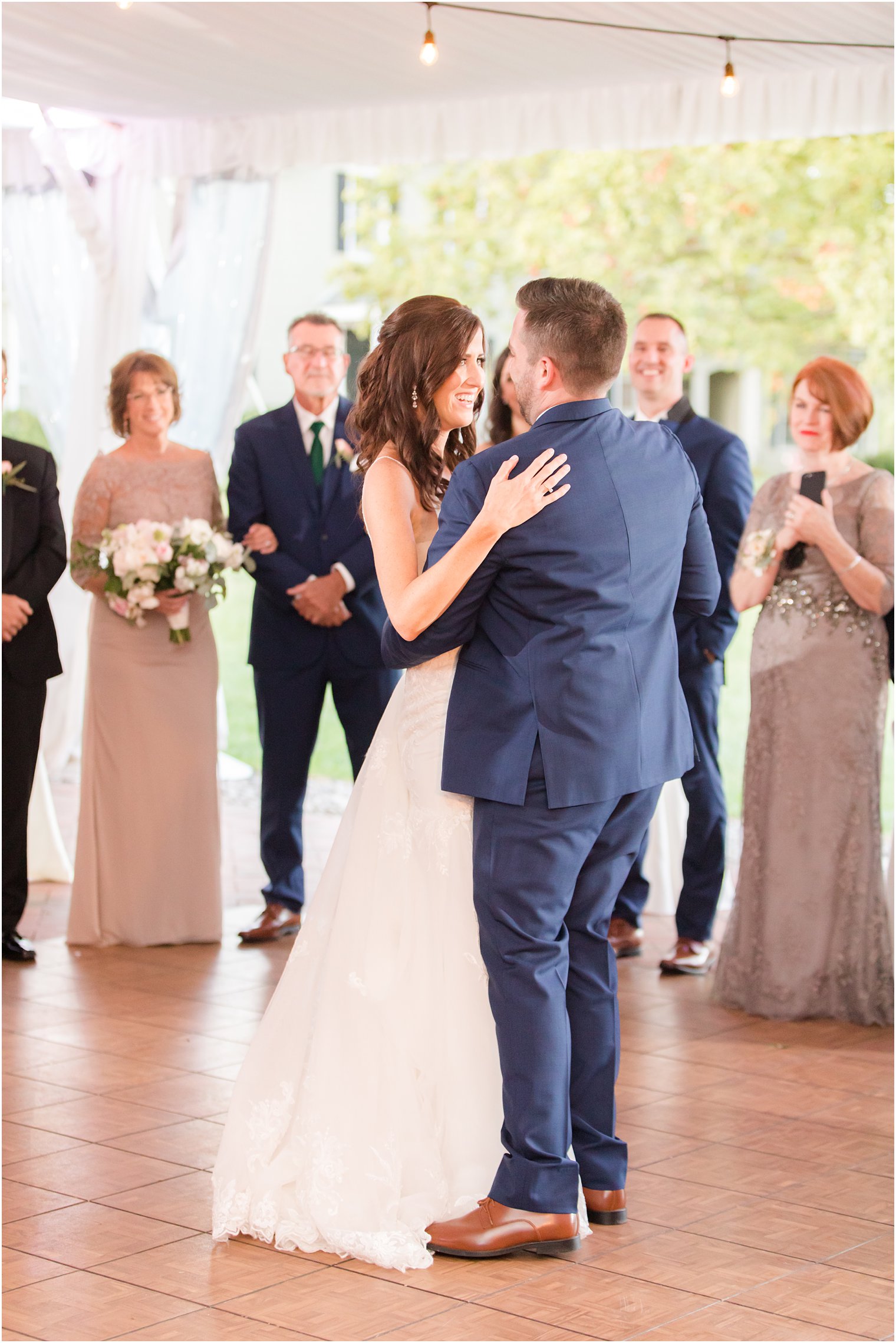 bride and groom have first dance during Princeton NJ wedding reception