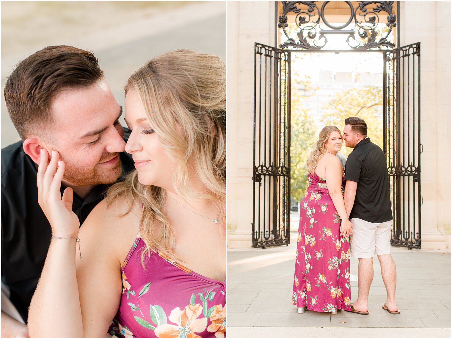 engaged couple holds hands in Philly PA during engagement photos