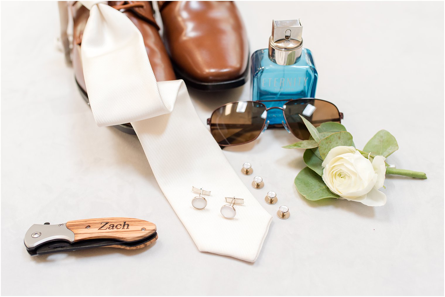 groom's classic details for NJ wedding at Rutgers Gardens