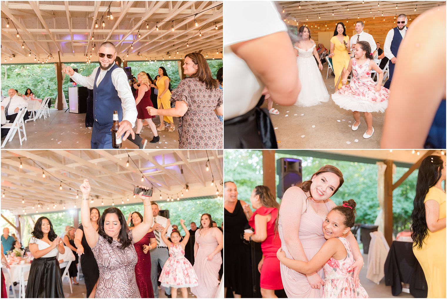 groom dances with guests during NJ wedding reception