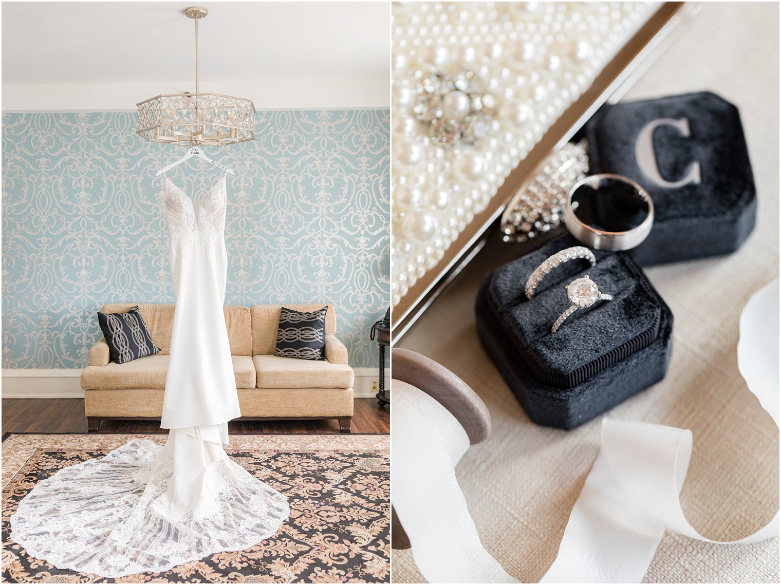 bride's dress and jewelry for timeless wedding at the Molly Pitcher Inn