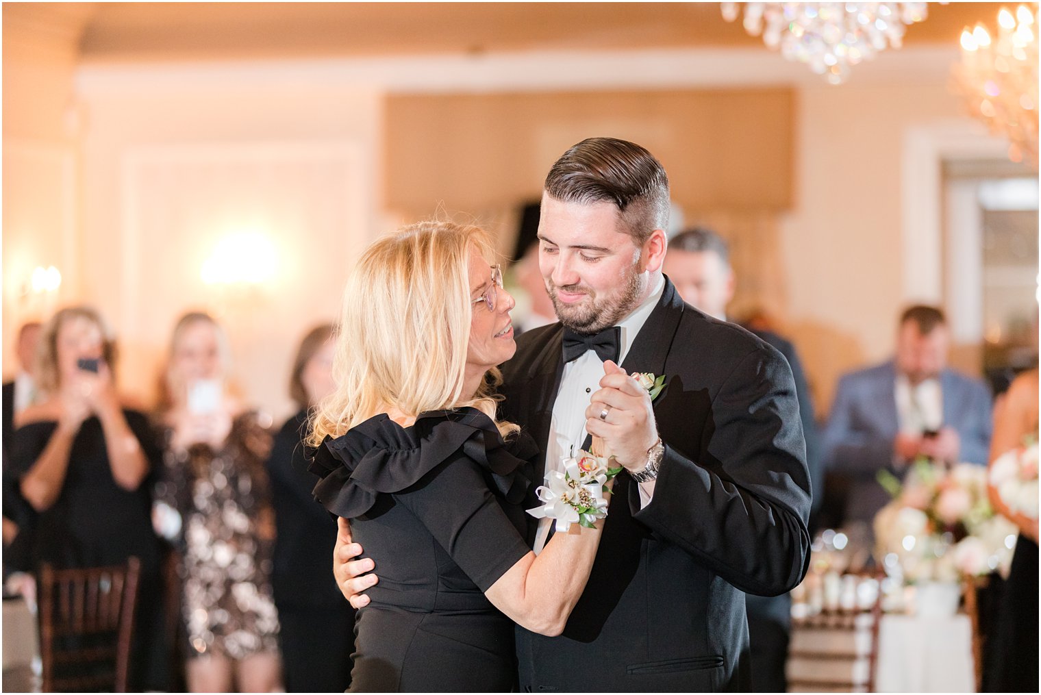 groom dances with mother during Red Bank NJ wedding reception