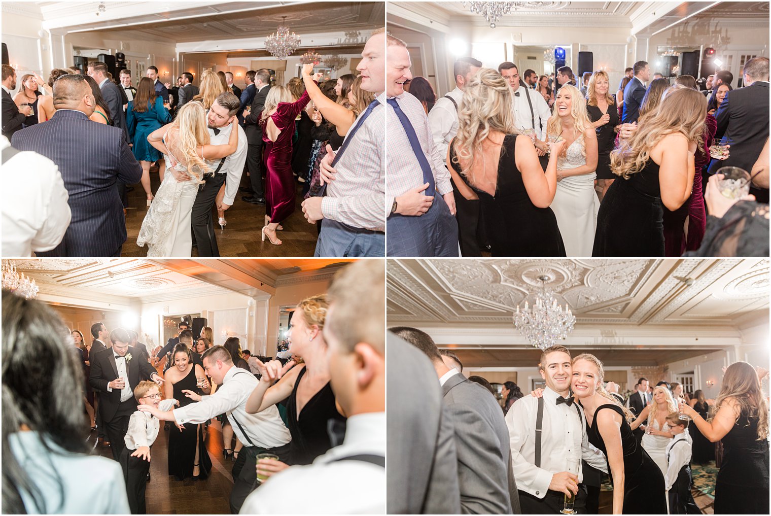 bride and groom dance with guests during Red Bank NJ wedding reception