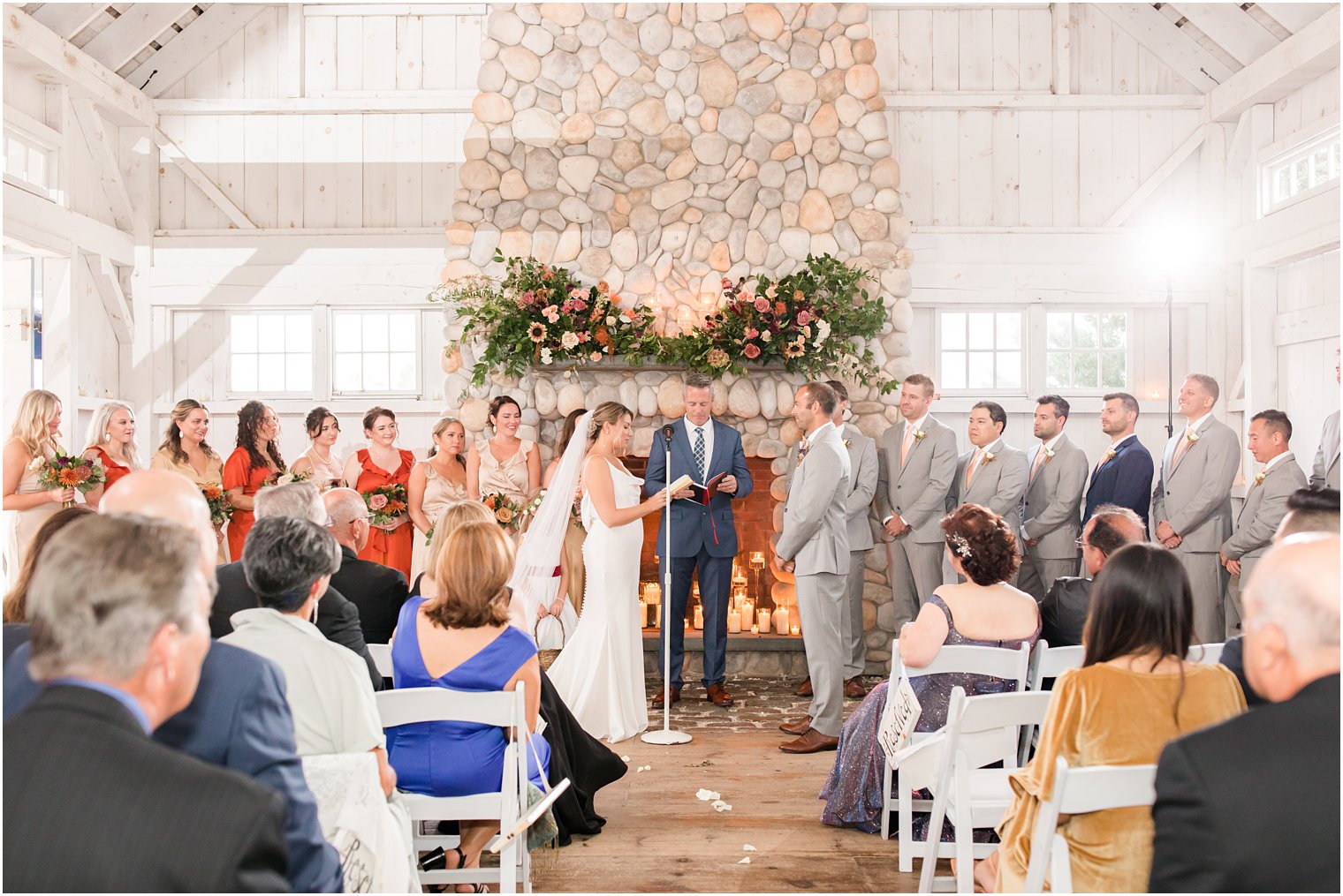 bride reads vows during wedding ceremony in Manahawkin NJ