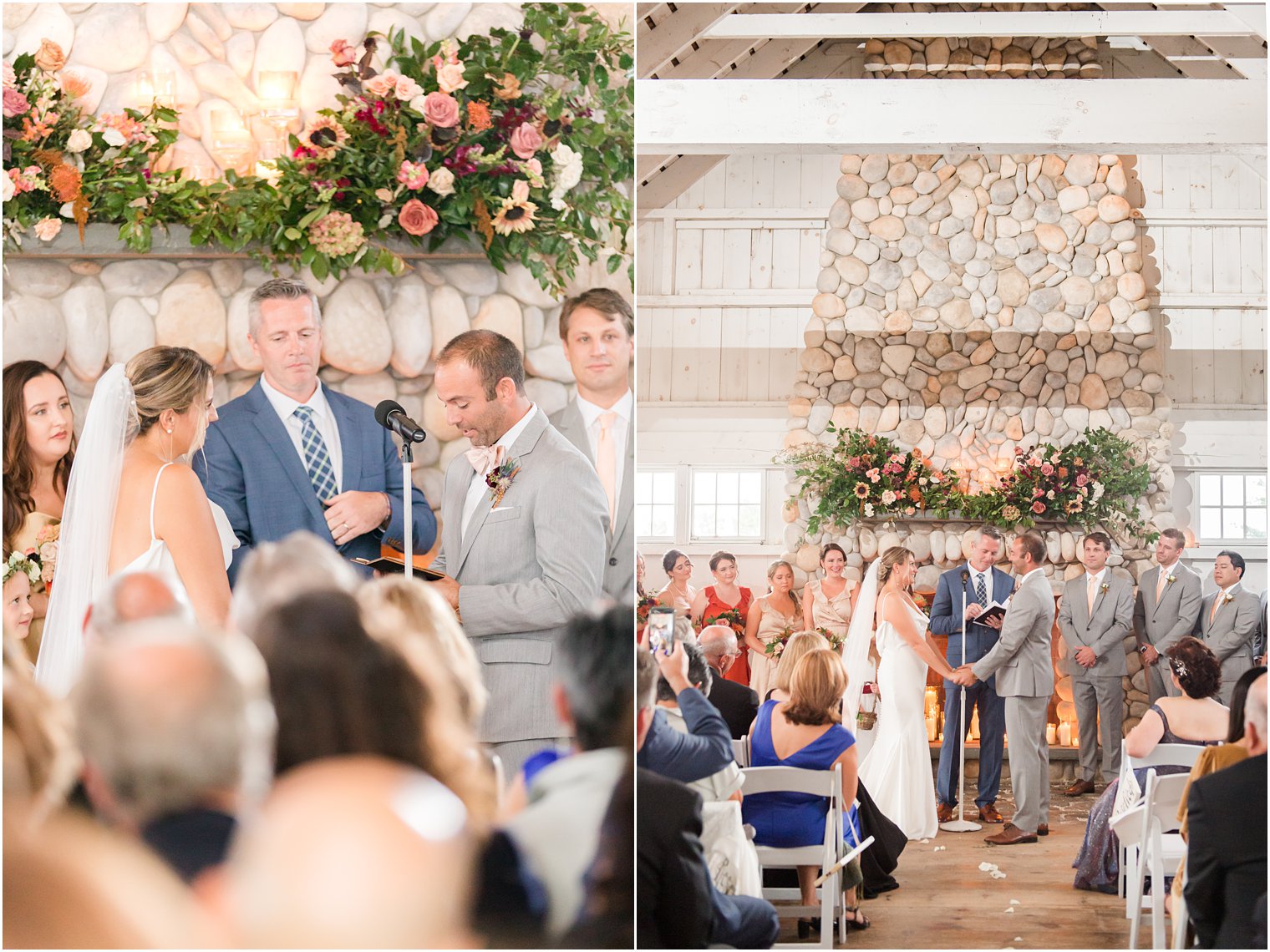 groom reads vows to bride during wedding ceremony in Manahawkin NJ