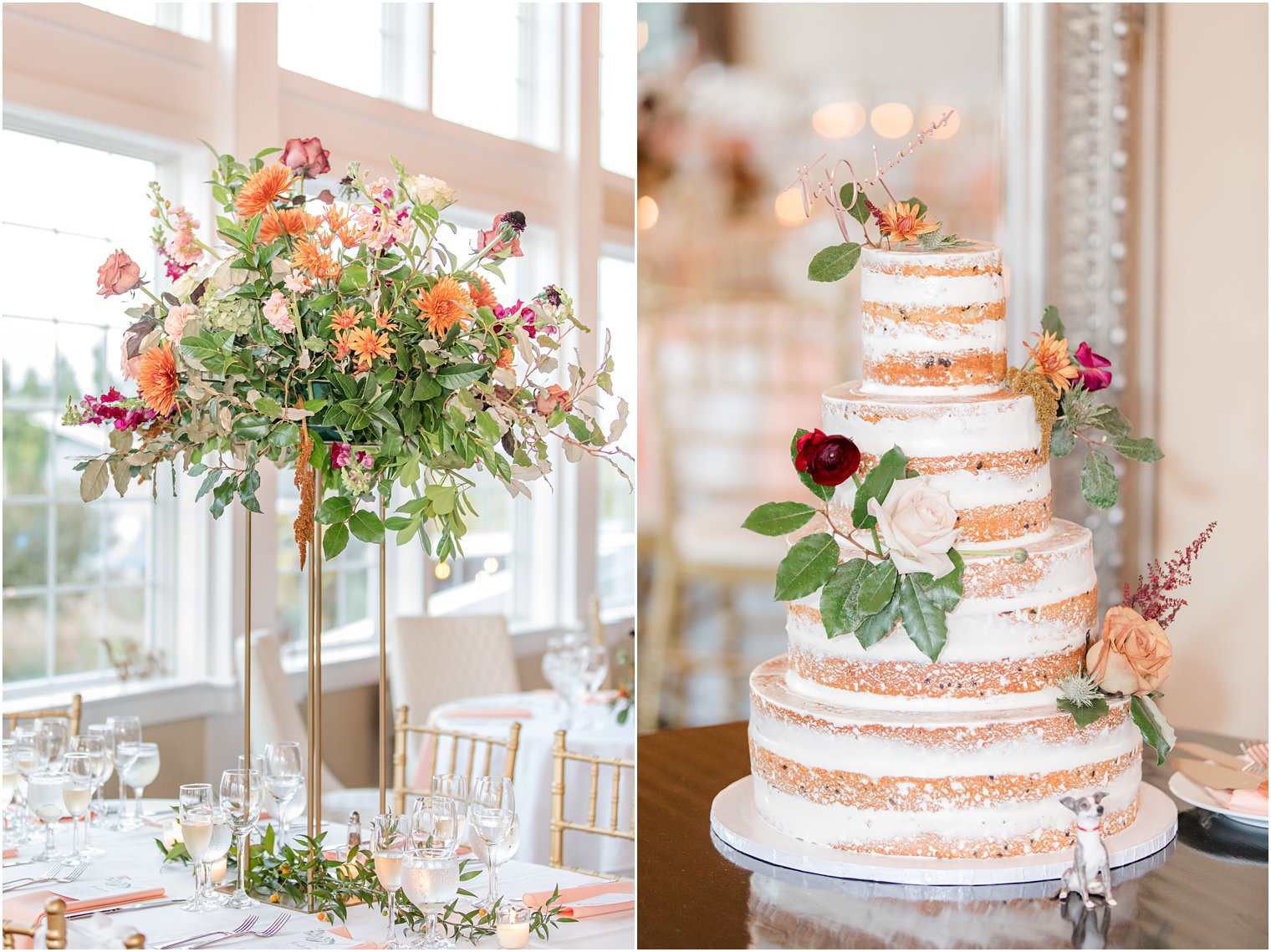 naked tiered wedding cake for fall Bonnet Island Estate wedding day