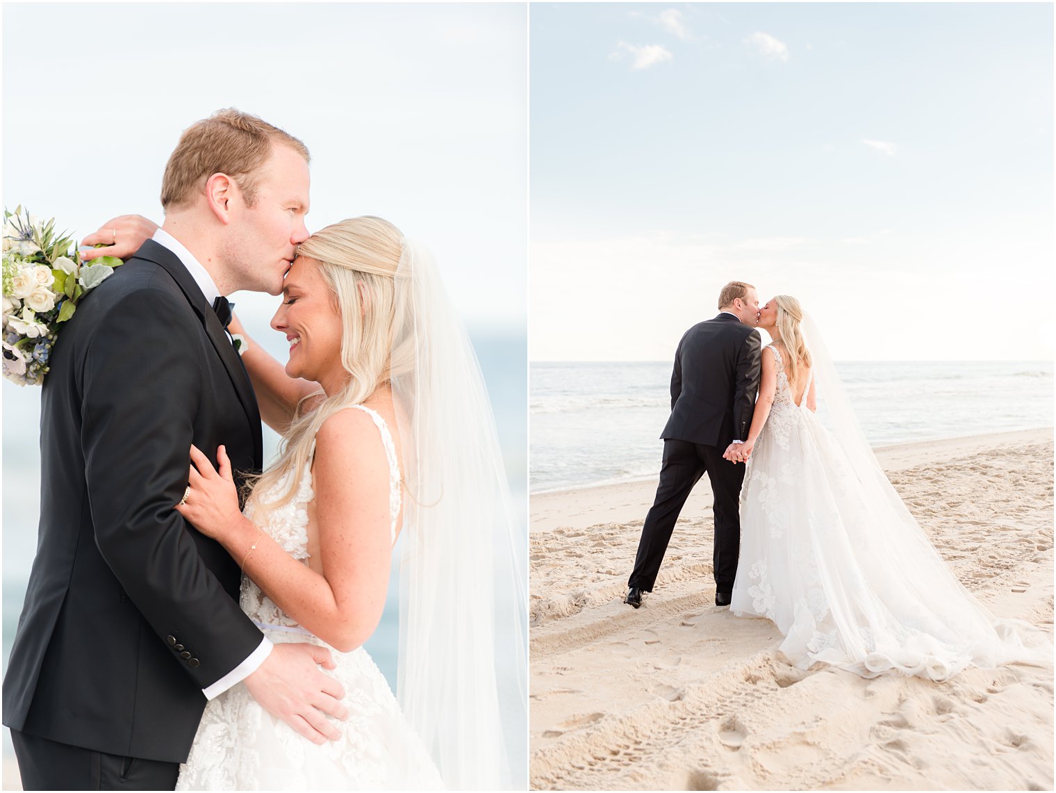 fall Brant Beach Yacht Club wedding portraits on the beach for bride and groom 