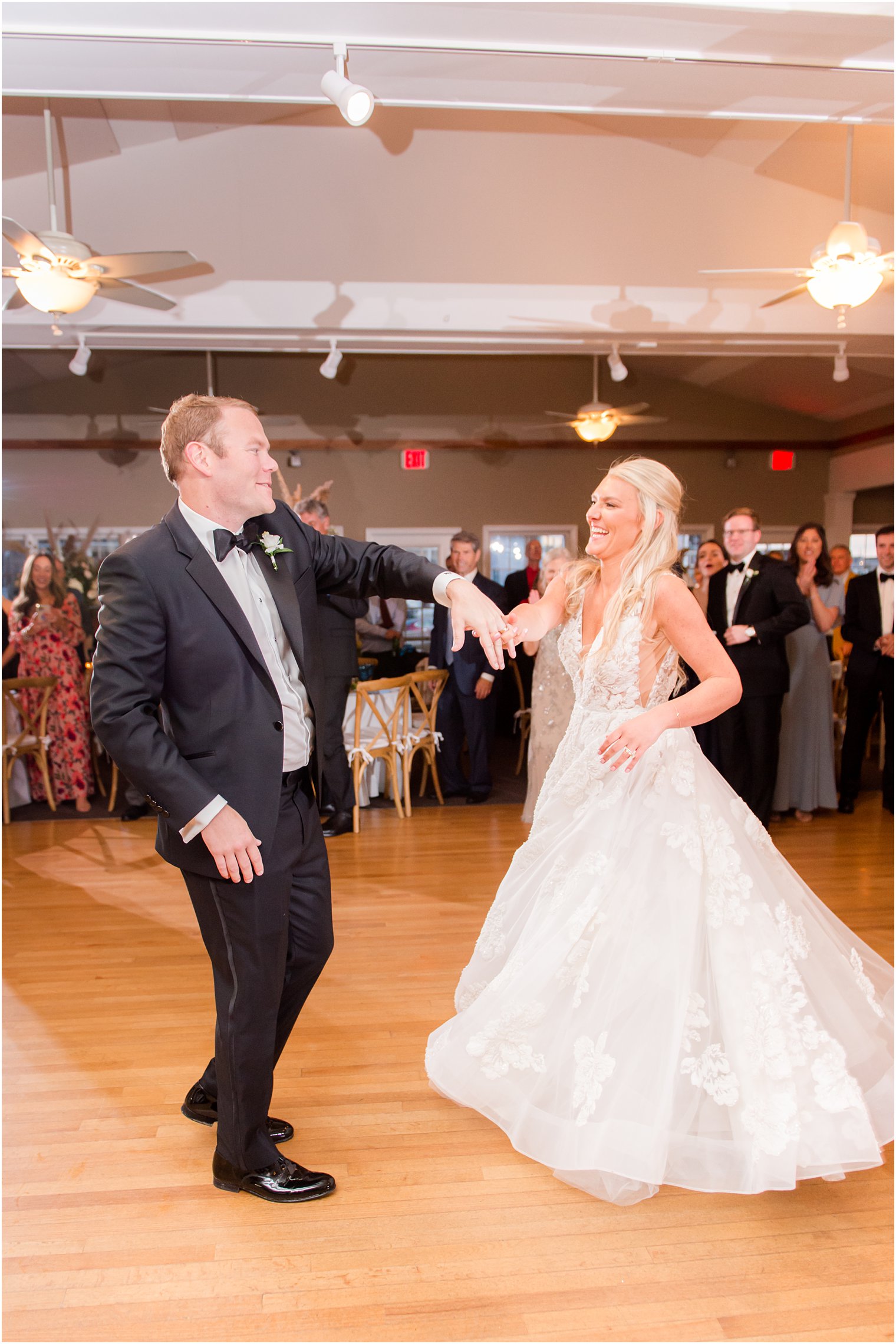 bride and groom dance during Long Beach wedding reception 
