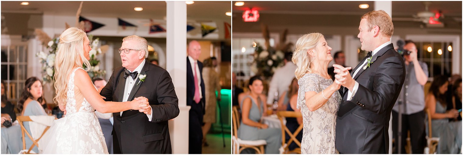 bride and groom dance with parents during Long Beach NJ wedding reception 