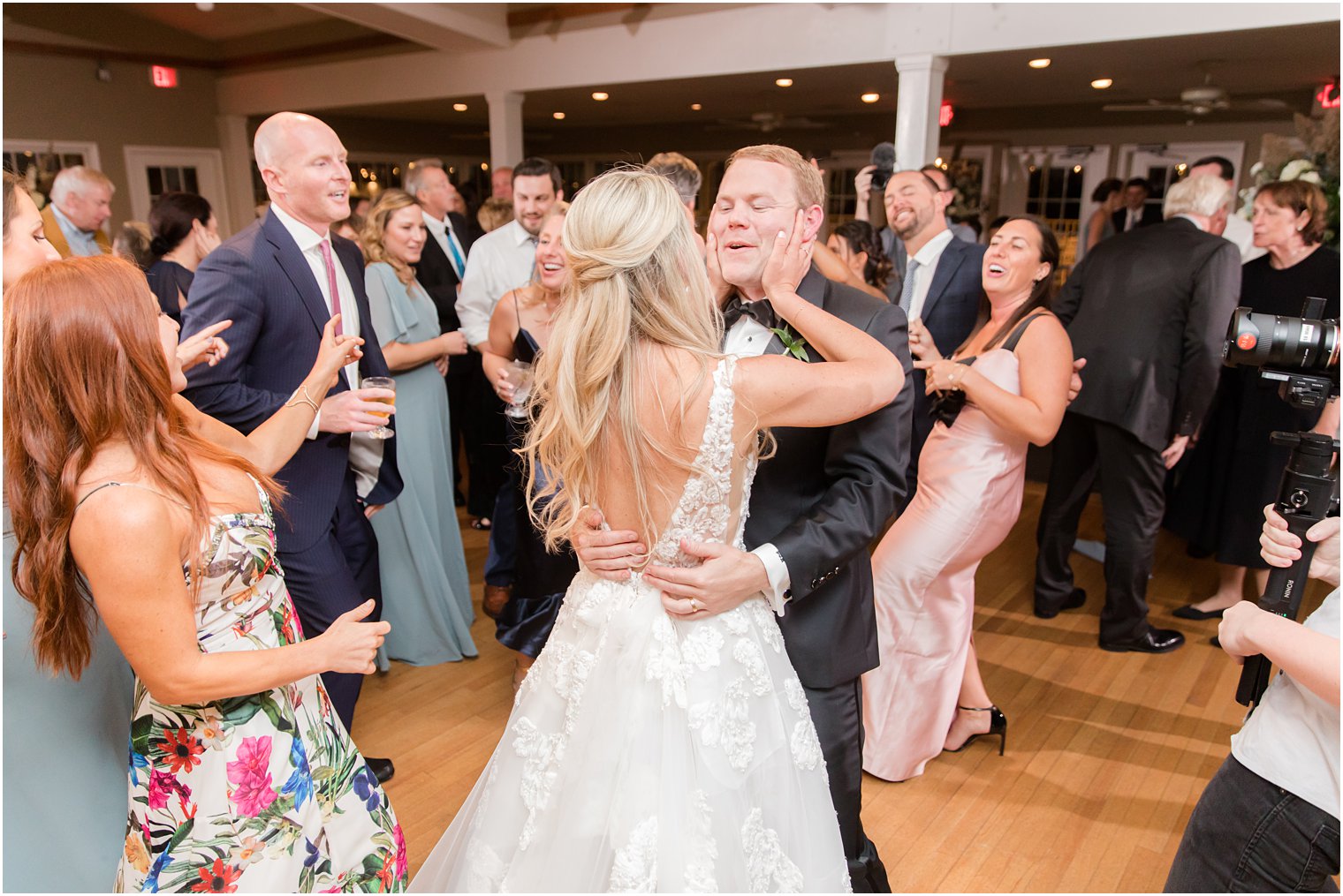 newlyweds dance together during Long Beach NJ wedding reception 