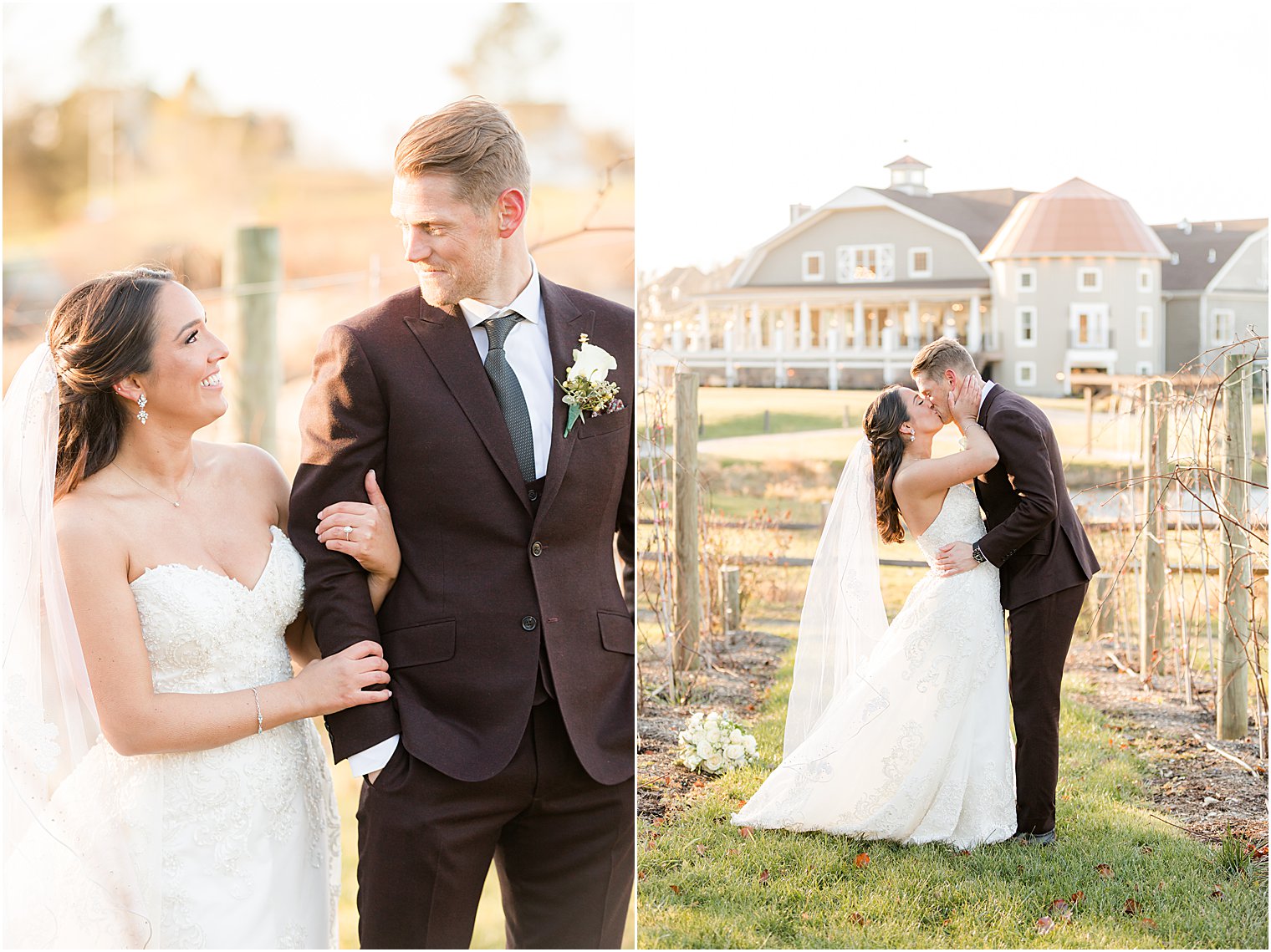 newlyweds hug in vines at Bear Brook Valley