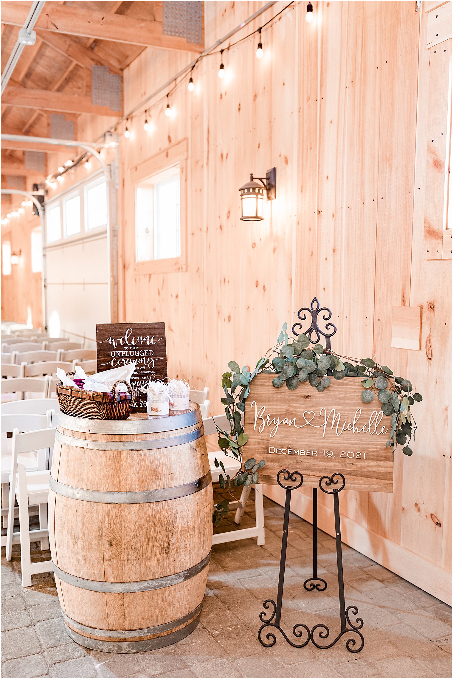 welcome sign for farmhouse wedding ceremony 