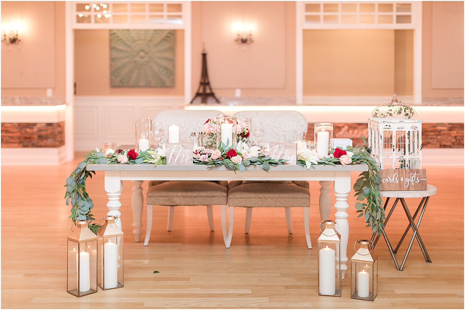 sweetheart table for rustic wedding reception in New Jersey