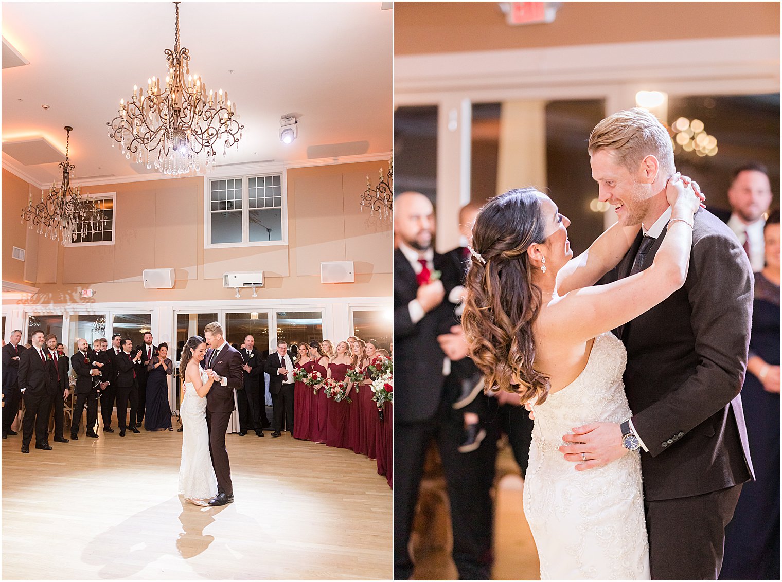 bride and groom have first dance at NJ wedding reception