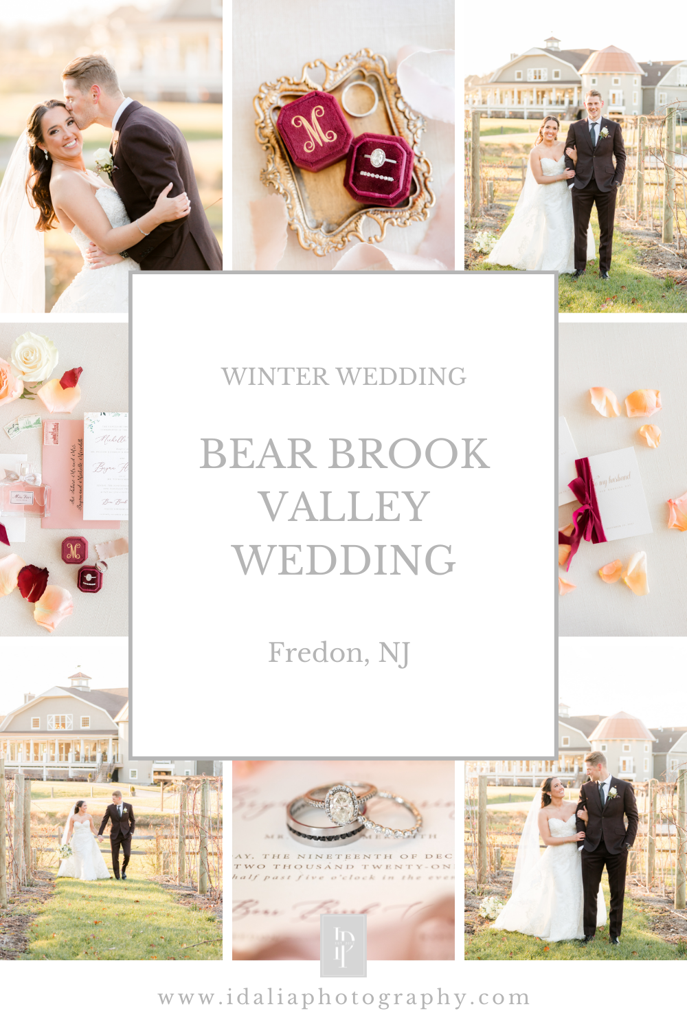 winter Bear Brook Valley wedding photographed by NJ wedding photographer Idalia Photography