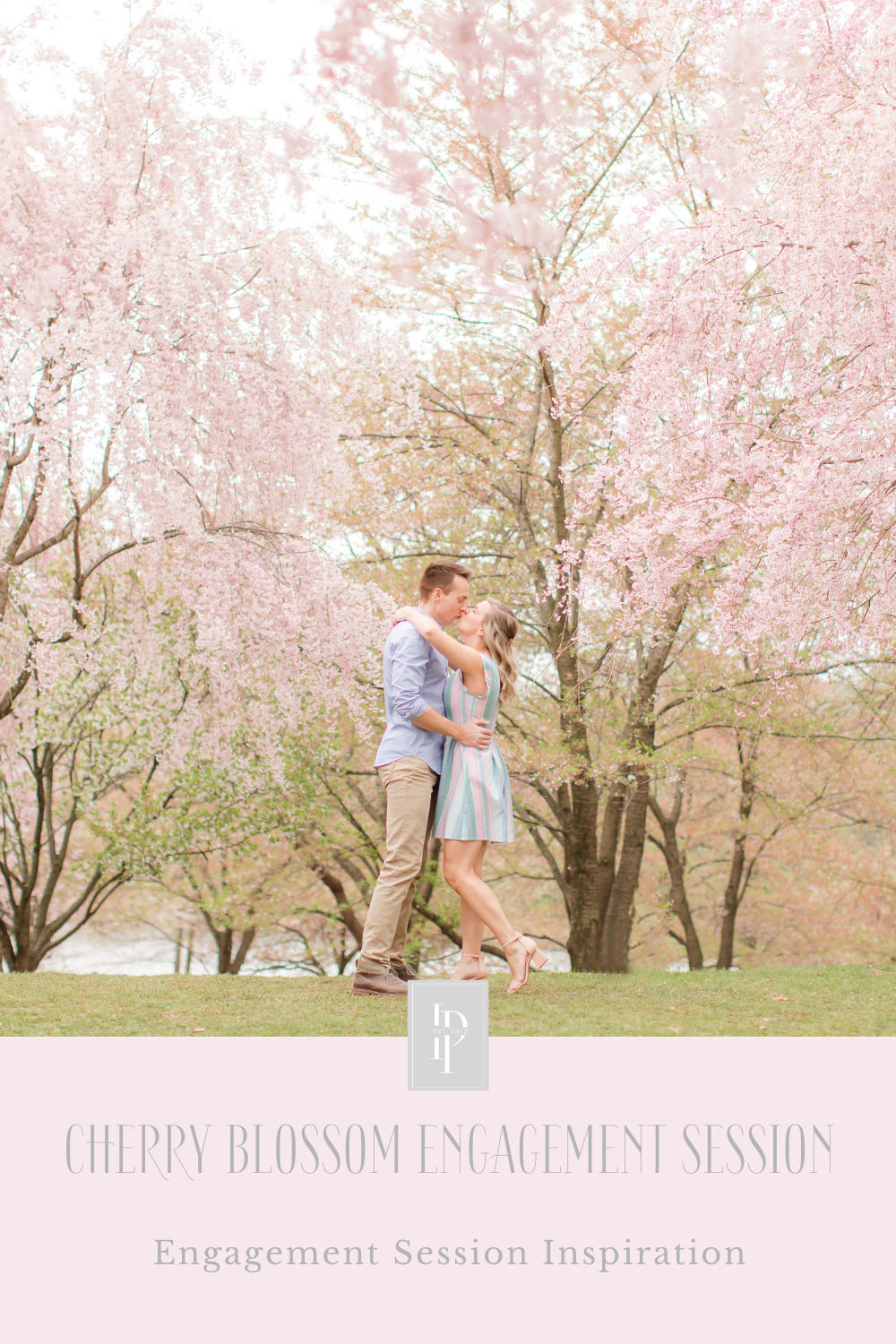 Branch Brook Park Engagement Session in the Spring with cherry blossoms photographed by NJ wedding photographer Idalia Photography